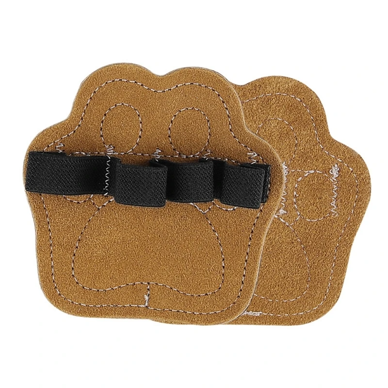 M89F Premium Cowhides Leather Hand Grip Pad Palms Protectors Four Finger Design With Elastic Closure For Gym Training Comfort