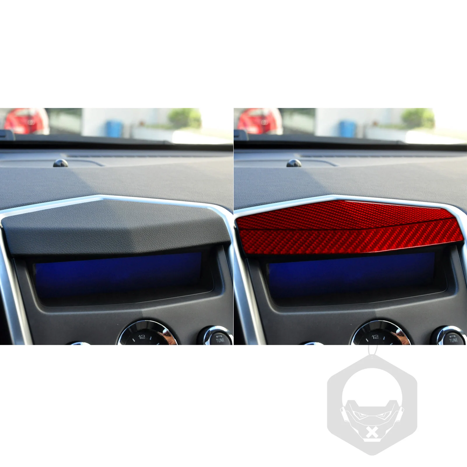 For CADILLAC SRX 2010-2012 Center Console Top Trim Panel Set Red Real Soft Carbon Fiber Interior Accessories Decoration Stickers