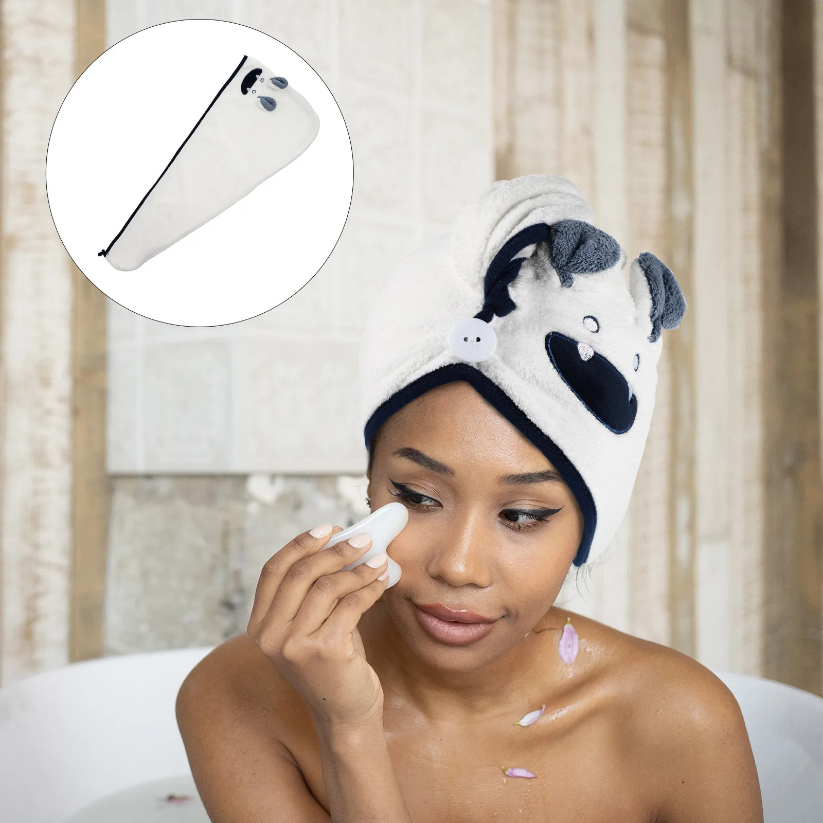 1 قطعة قبعة الاستحمام منشفة الشعر مادة الألياف الدقيقة لا تتلاشى الصباغة مثالية للنساء الفتيات المنزل والسفر #6