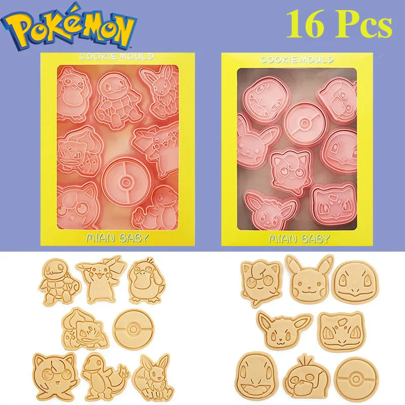 8/16 Pcs/Set Pokemon Figures Cookie Cutters Cartoon DIY Bakery Mold Biscuit Press Stamp Embosser Sugar Pasty Cake Mould Toys