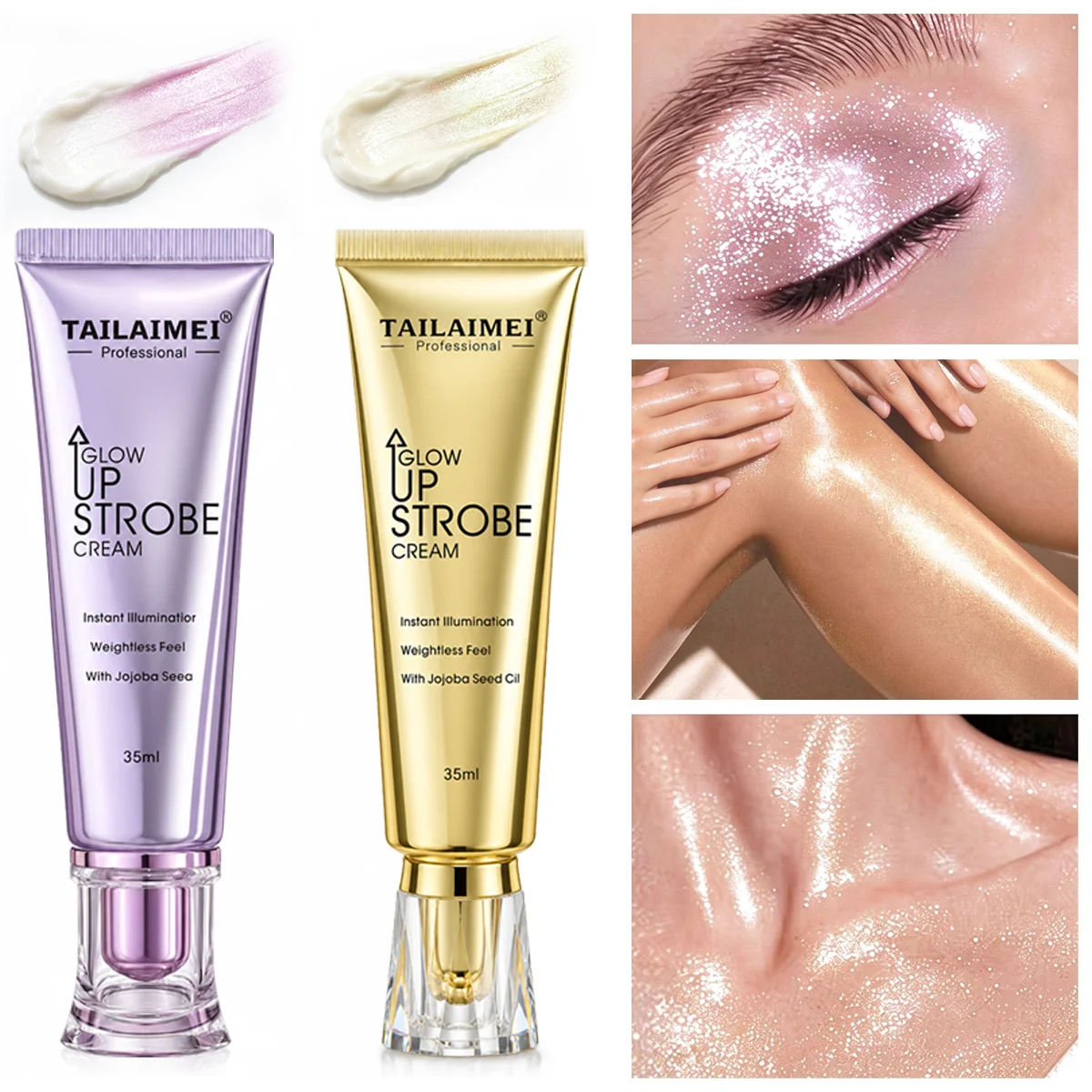 Glow Up Strobe Cream Liquid Highlighter 35ml Instant Illuminator Face Body Shimmer Luminizer Moisturizing Makeup Base