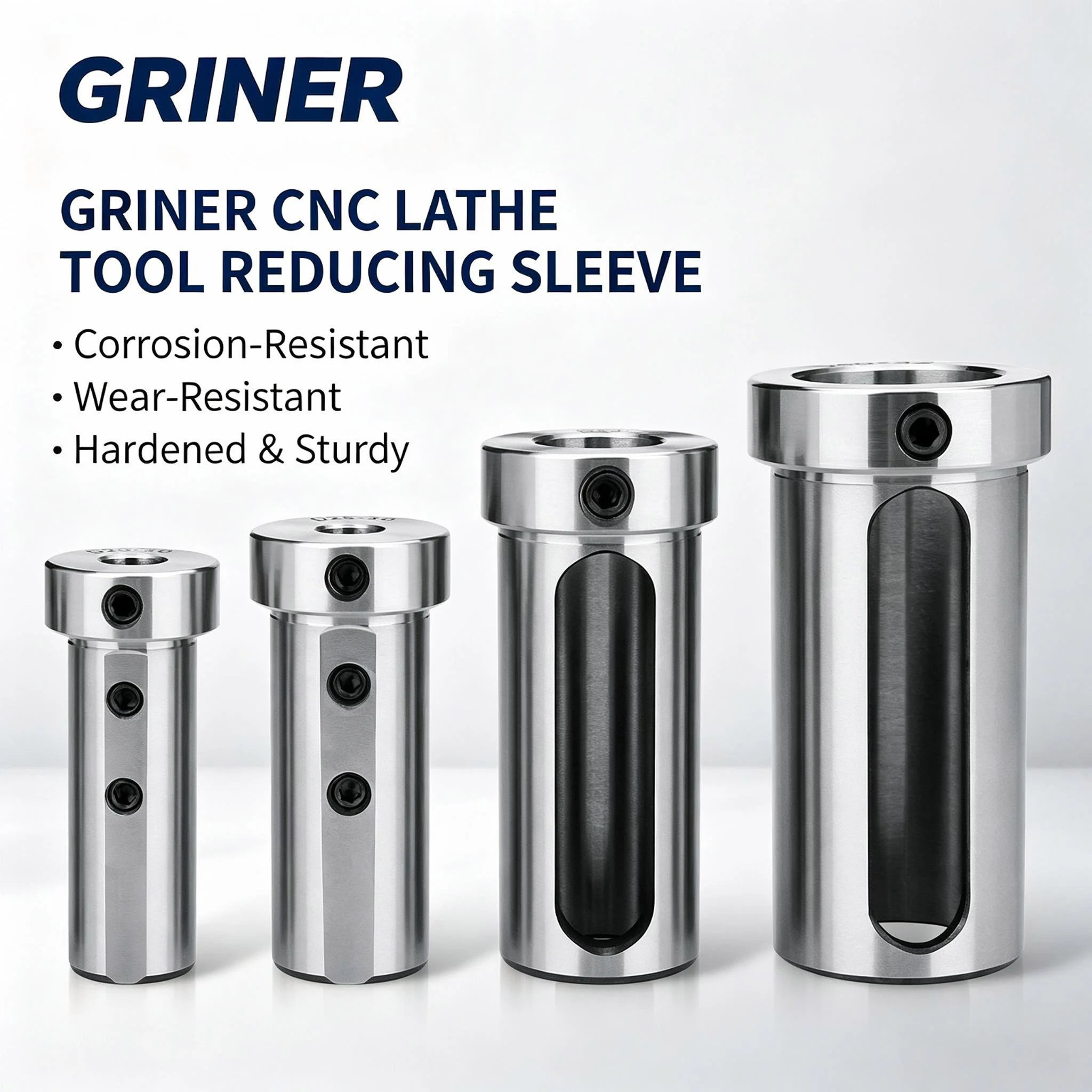 GRINER CNC Lathe Tool Sleeve, Boring Bar Reducing Sleeve D25 D32 D40, U‑Drill Bushing, Shock‑Resistant Tool Holder Adapter