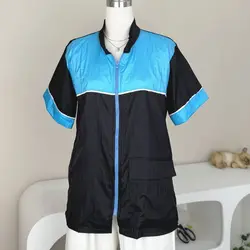 Pet Grooming Work Clothes Breathable Pet Shop Uniforms Blue Pet Groomer Short Sleeve Top Non Stick Hair Smock Anti Hair Trousers