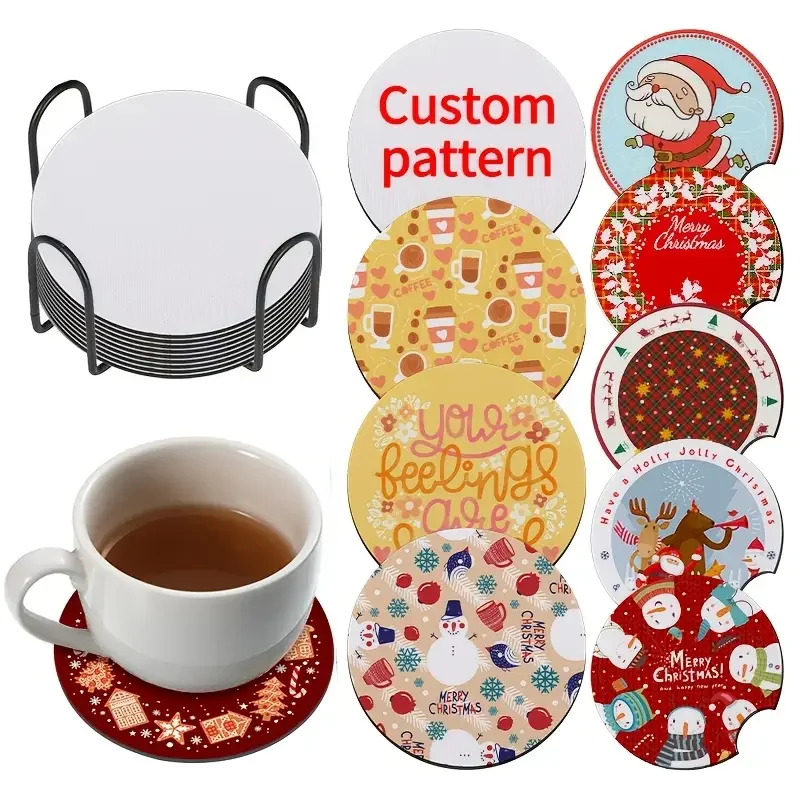 Personalised Custom Coasters - Custom Pattern Logo Photo - Car Coasters - Unique Gift