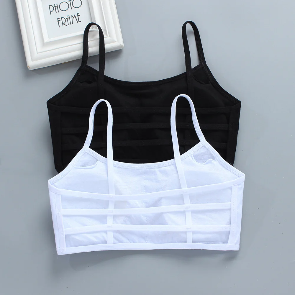 Girls Bra Beautiful Back Summer Cotton Underwear Black and White Children's Development Period Tube Top Underwear 9-18 Years Old