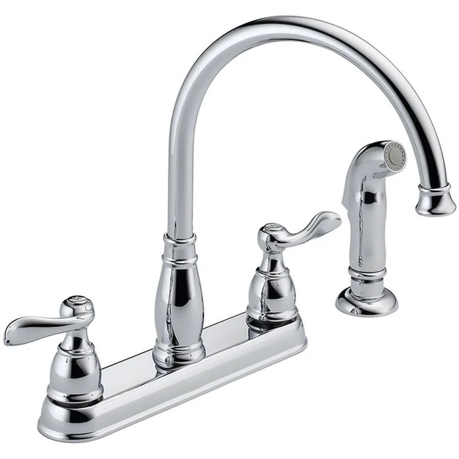 

Two Handle Kitchen Faucet with Chrome Finish for Modern Home Kitchens Features HighPressure Flow Technology and Durable Brass C