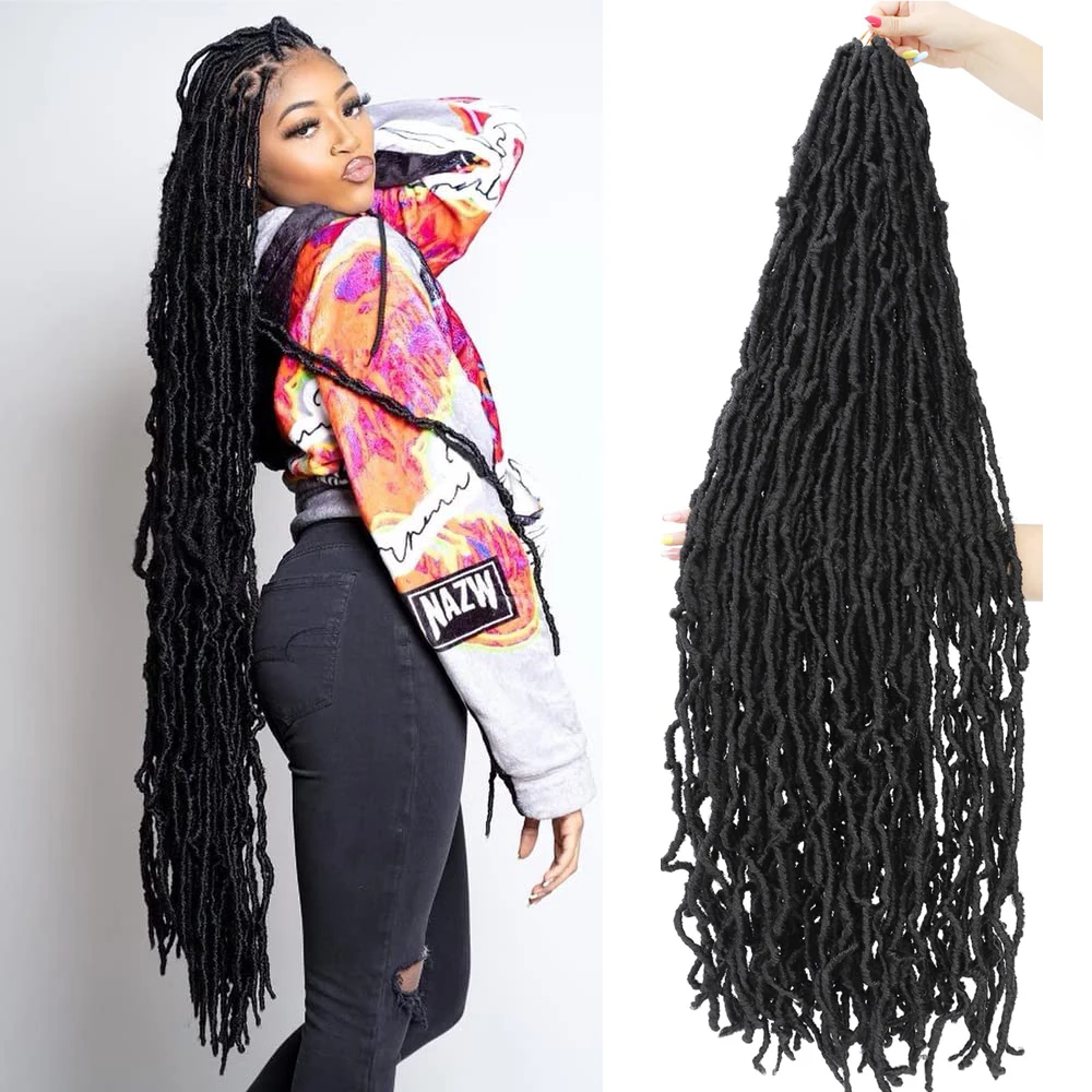 

Hair Nest Nu Locs Crochet Hair Braids Long Soft Locs 18inch Crochet Hair Pre-looped Goddess locs Curly wave Synthetic Braids