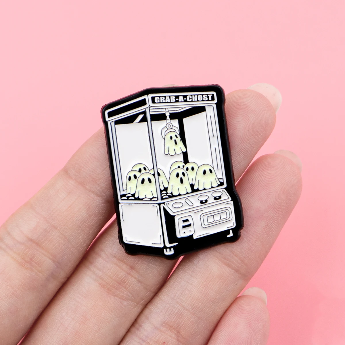 Cute Cartoon Doll Machine Enamel Pin Luminous Ghost Brooch Lapel Pin Badge on Backpack Clothing Accessories Fashion Jewelry Gift