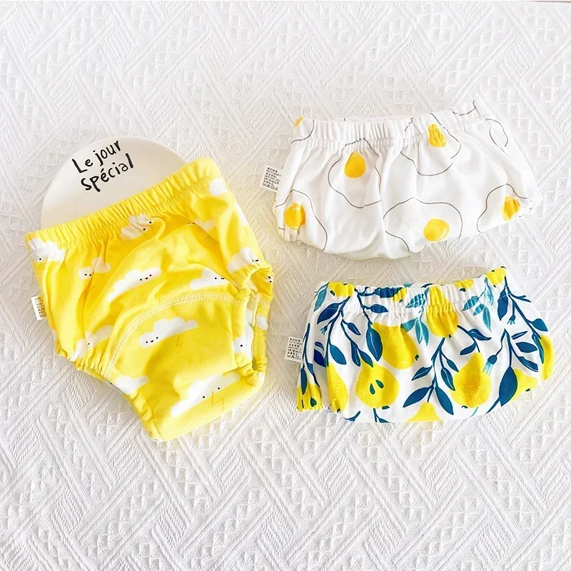 3 Pieces/lot Diaper Reusable Washable Cotton Elastic Waist Cloth Diapers 8-18KG Nappy Baby Training Pants 6 Layers Bebe Cloth