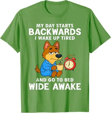 يومي يبدأ إلى الوراء أستيقظ متعب ويذهب إلى السرير تي شيرت واسع نمط الحياة Y2k تصميم قائلا تي شيرت مضحك مطبوع الجدة الزي