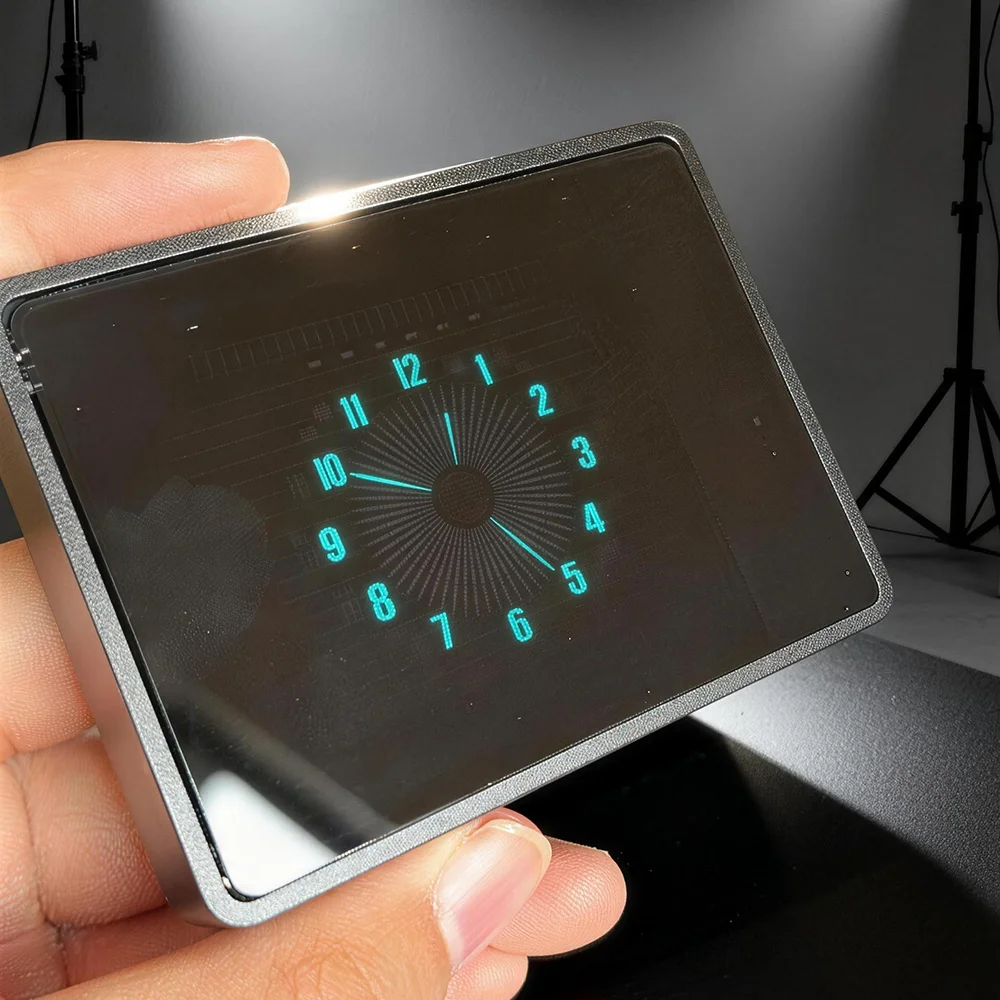 Mini Kreativer Retro High-End Holzmaserung / Aluminiumlegierungsgehäuse Desktop WIFI-Uhr Zeiger-Typ 5V Vakuum-Fluoreszenz-Bildschirm – Detail 12