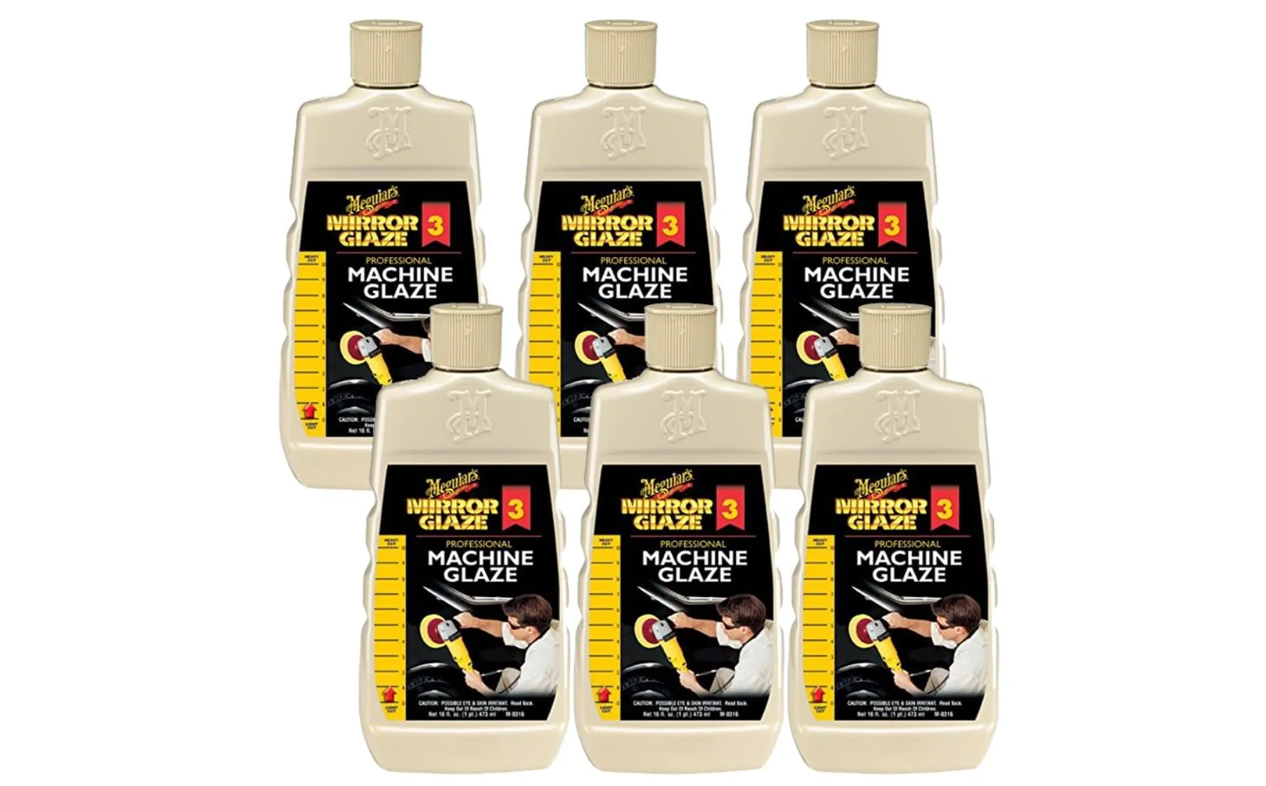 Meguiar's M0316 Mirror Glaze Machine Glaze - 6 Pack of 16 Oz Bottles