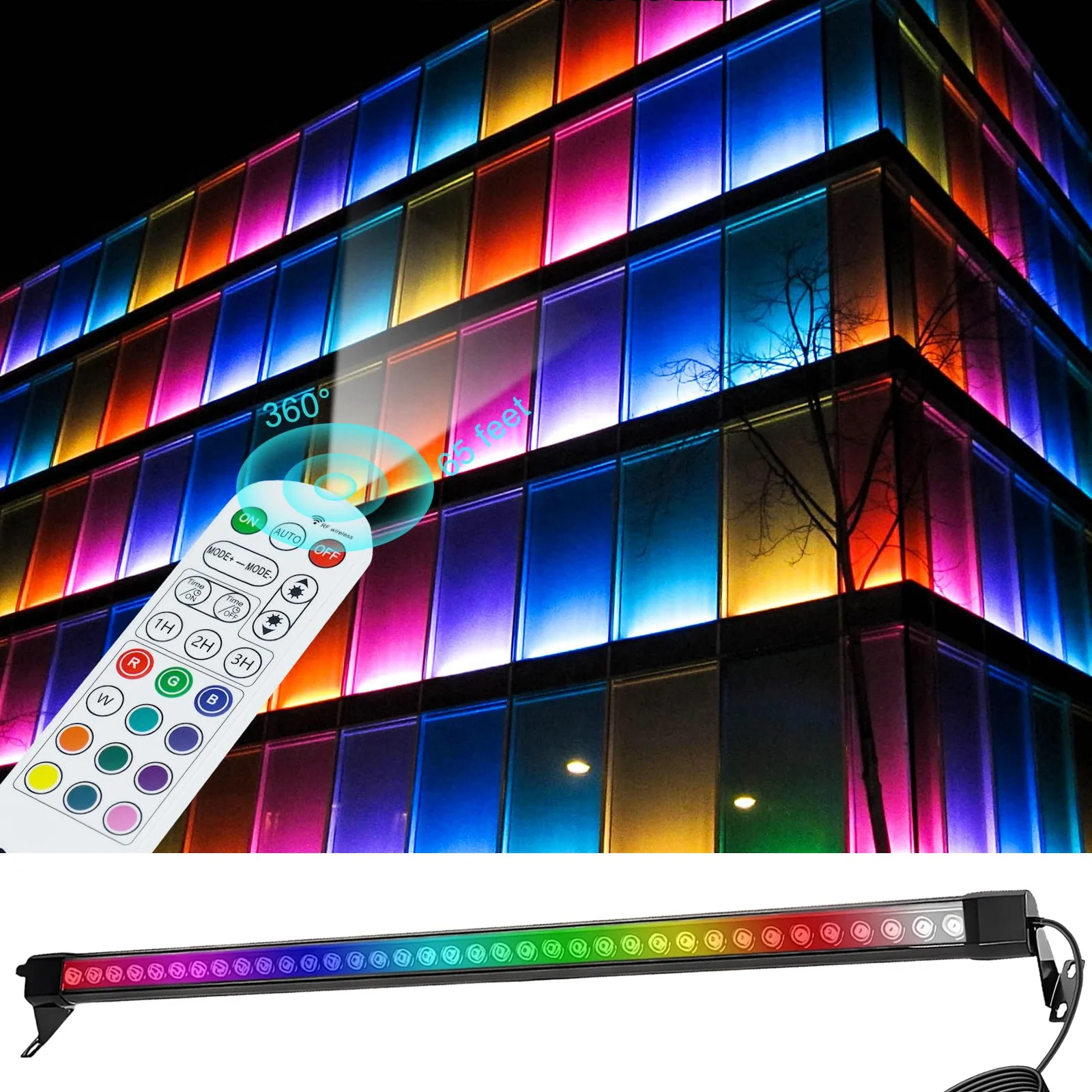 

36W Remote Control RGBW Wall Washers Light Aluminum Linear Lamp IP67 Waterproof Smart LED Light Strip for Landscape Lighting for