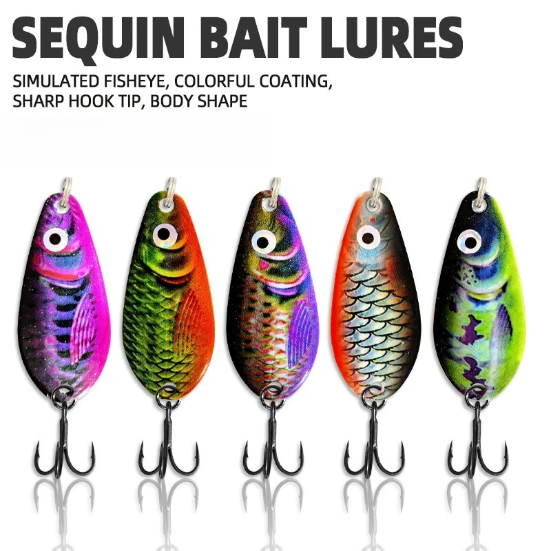 

5pcs Metal Spinner Spoon10gArtificial Noise Sequin Hard Wobblers Artificial Bait for Trout Pike Boat SeaTrout Perch Pike Fishing