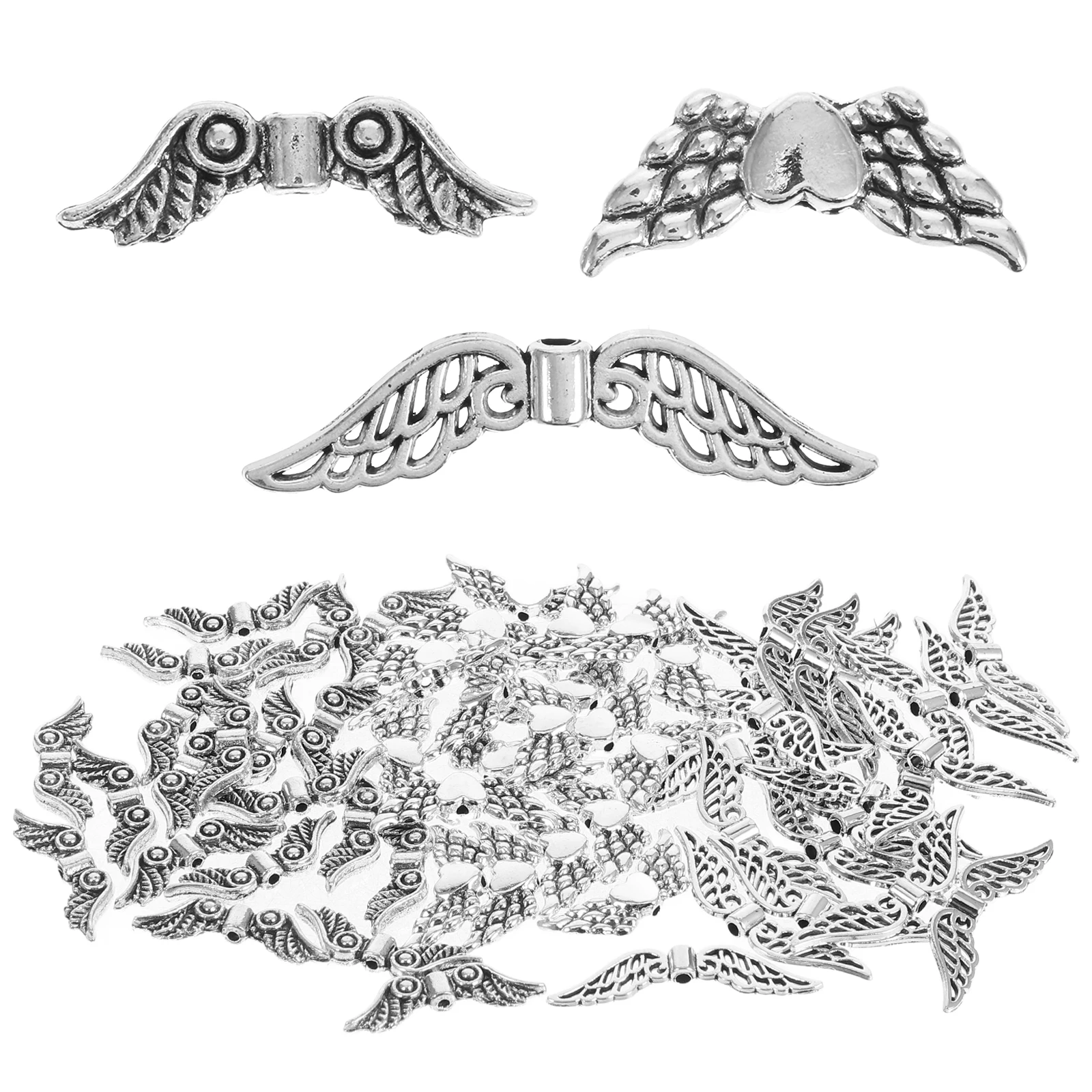 

60Pcs Durable Alloy Angel Wings Charms Diy Jewelry Making Accessories For Bracelets Necklaces Earrings Crafting Beads