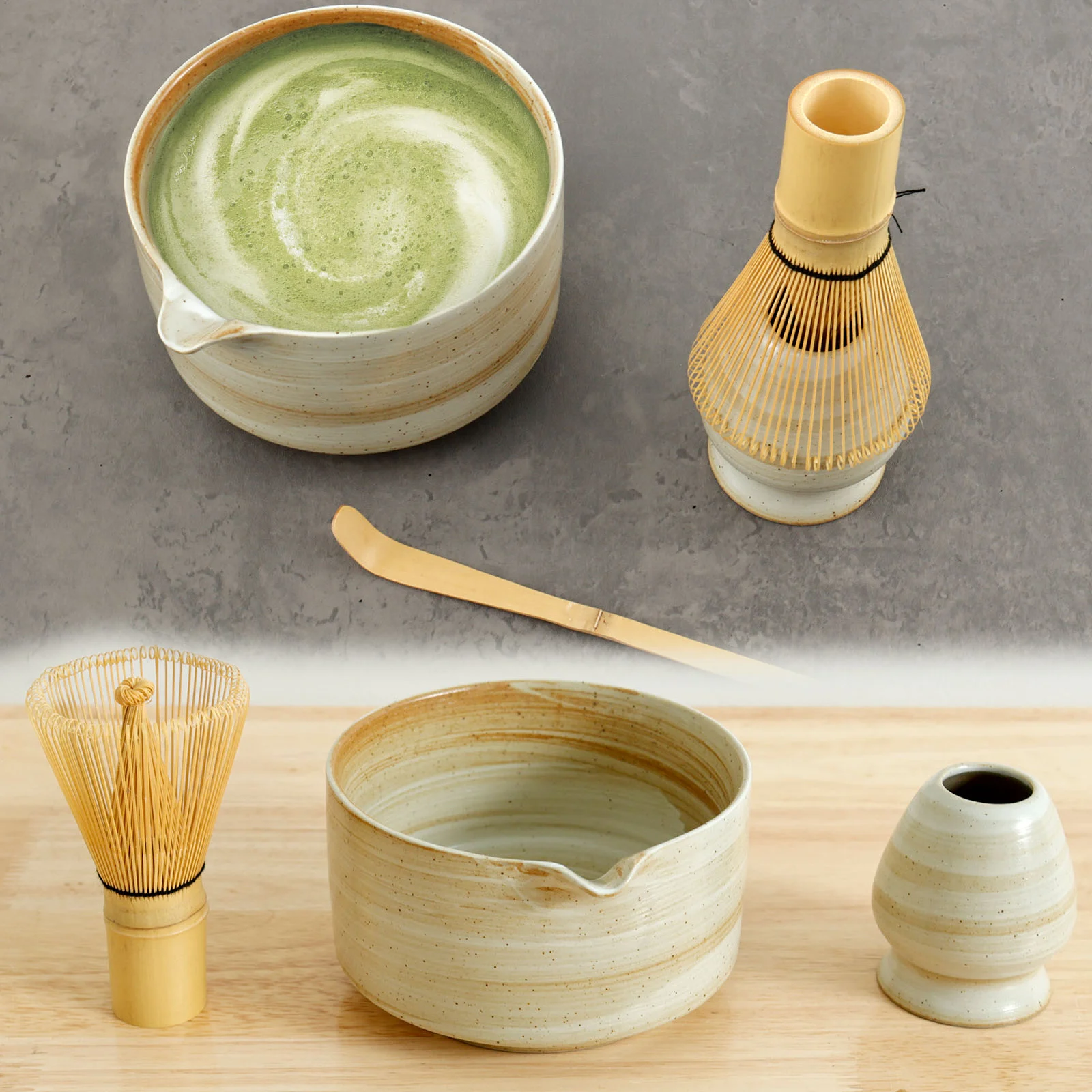 

4Pcs Pink Matcha Set Traditional Matcha Tea Set Whisk and Bowl Measuring Spoon Japanese Manual Matcha Making For Starter