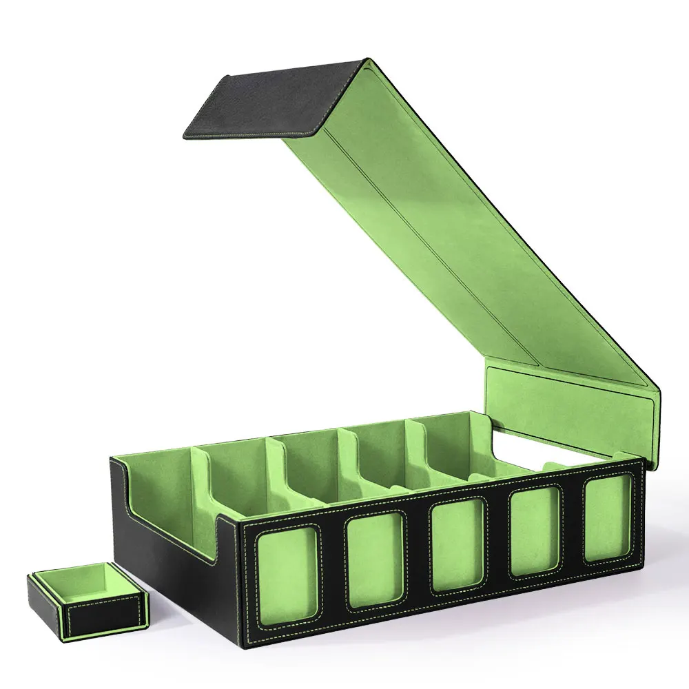 Scatola porta carte collezionabili con vetrina e vassoio per dadi, custodia per mazzi con coperchio rimovibile; 3900+ scatola per mazzi di carte per CCG TCG