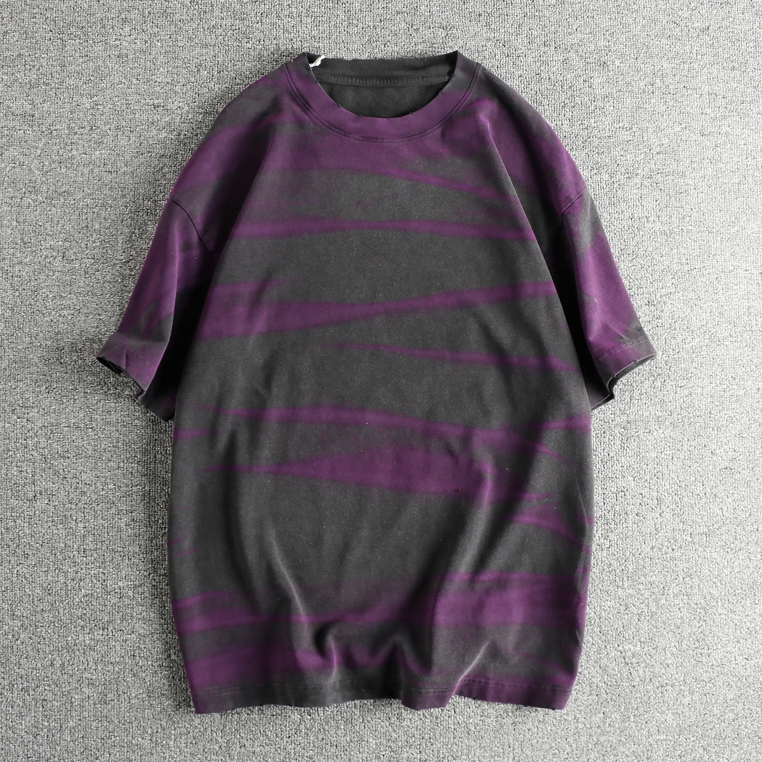 Made of broken craft tie-dye pattern short-sleeved T-shirt for men and women in summer loose American retro half-sleeved