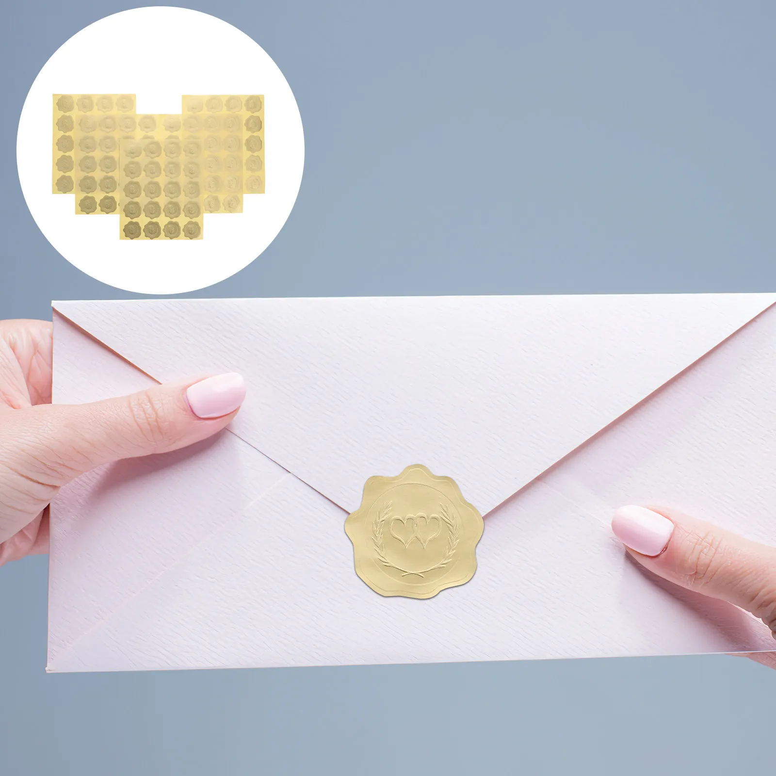 5Sheets Embossed Seal Sticker Decorative For Wedding Favor Packaging New Year Party Favor Stickers Love Design