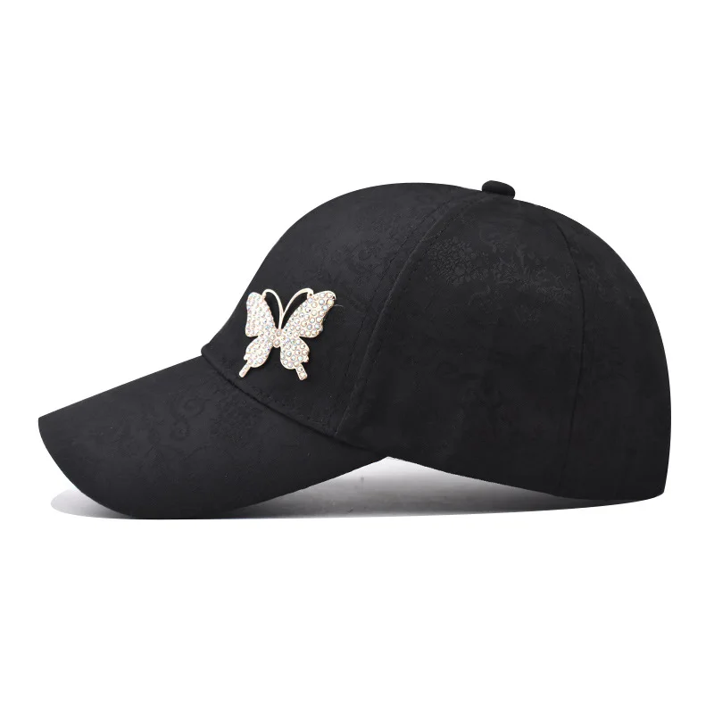 Rhinestone Butterfly Baseball Cap Women\'s Spring Summer Versatile Sunshade Hat Lace Pattern Baseball Cap