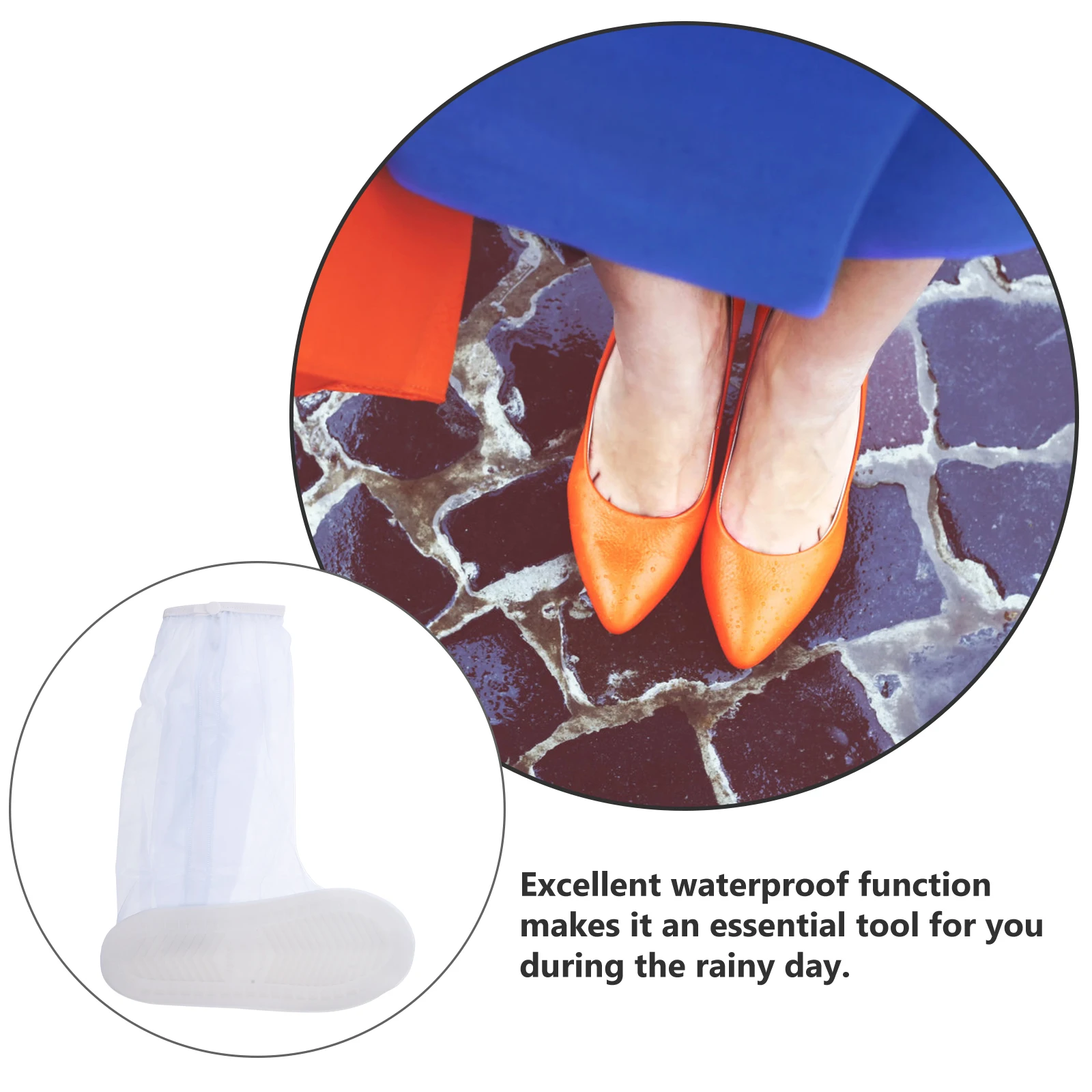 

Waterproof Shoe Covers Reusable Boot Protectors Tall PVC Material Skidproof Foldable Easy Storage Shoes