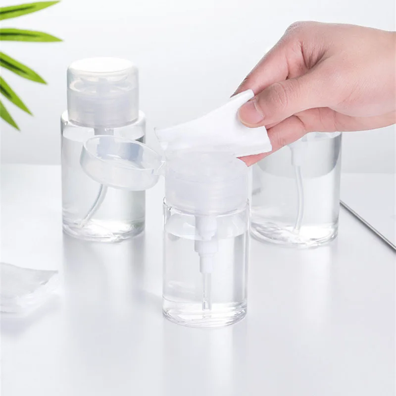 100/200ml Empty Press Pump Dispenser Push-type Bottling Push Down Empty Pump Dispenser Bottle for Nail Polish and Makeup Remover