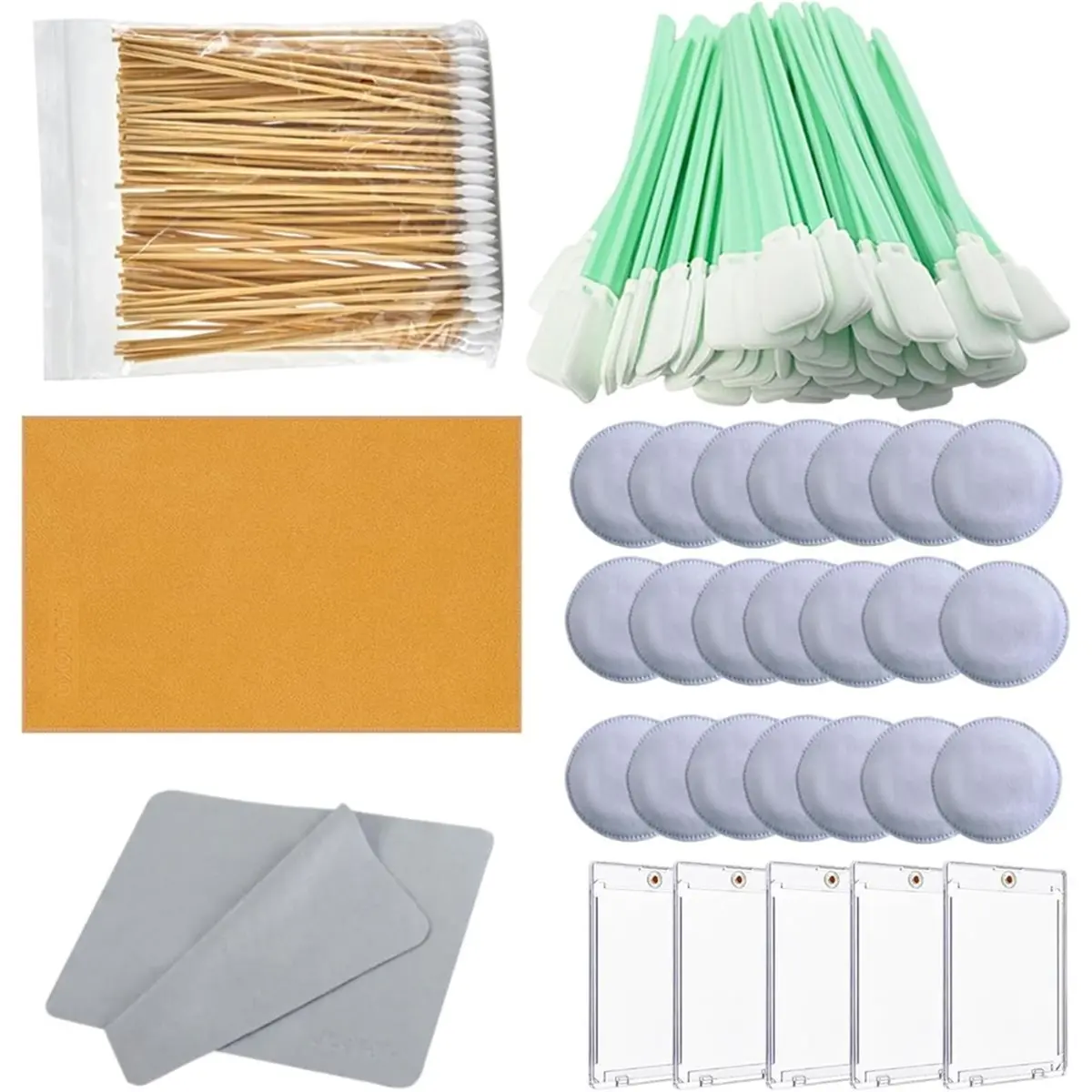 308Pcs Trading Card Cleaning Kit with 5 Pack Magnetic Card Holder Card Cleaning Tools Plastic