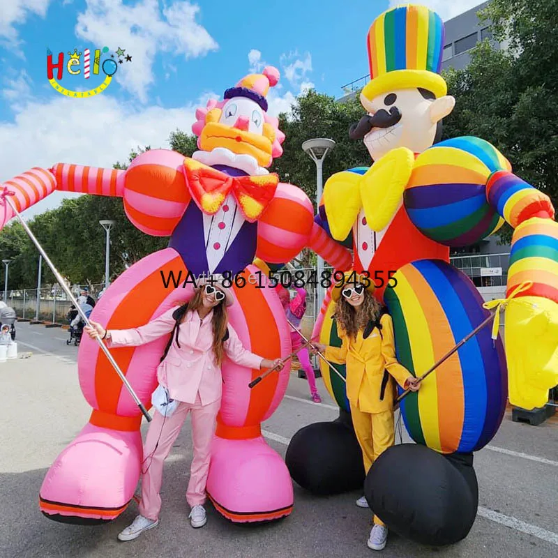 Customizable Inflatable Walking Character Costume Inflatable Clown Puppet with Built-In Fan for Parades