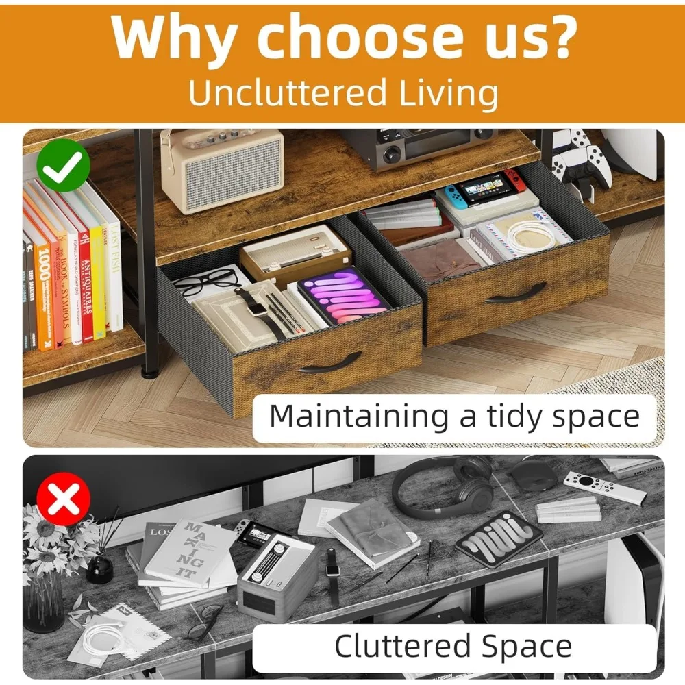 حامل تلفزيون زاوية مع حامل ومخرج طاقة لتلفزيون 32-85 - مركز ترفيهي من القماش