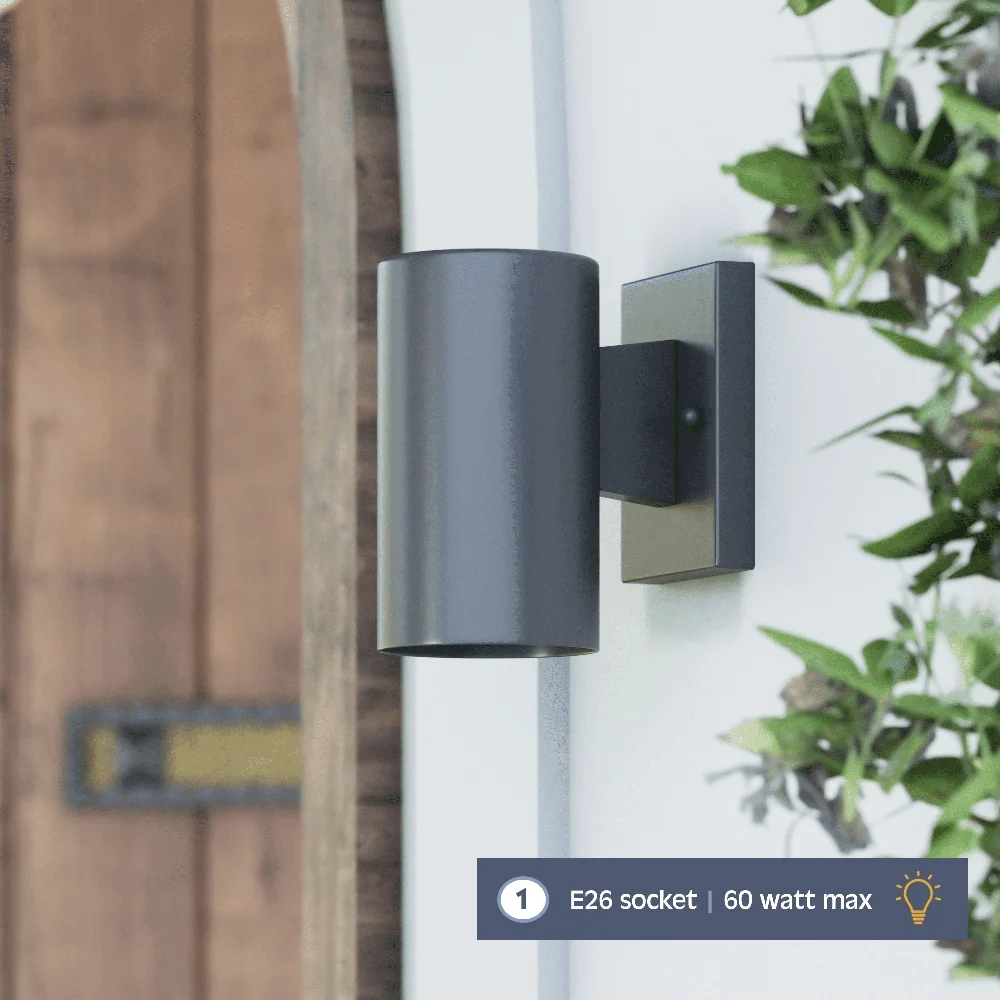 Modern Outdoor LED Wall Light Wet Rated Cylindrical Design Stylish Fixture Patio Garden Entryway E26 Bulb Compatible Easy