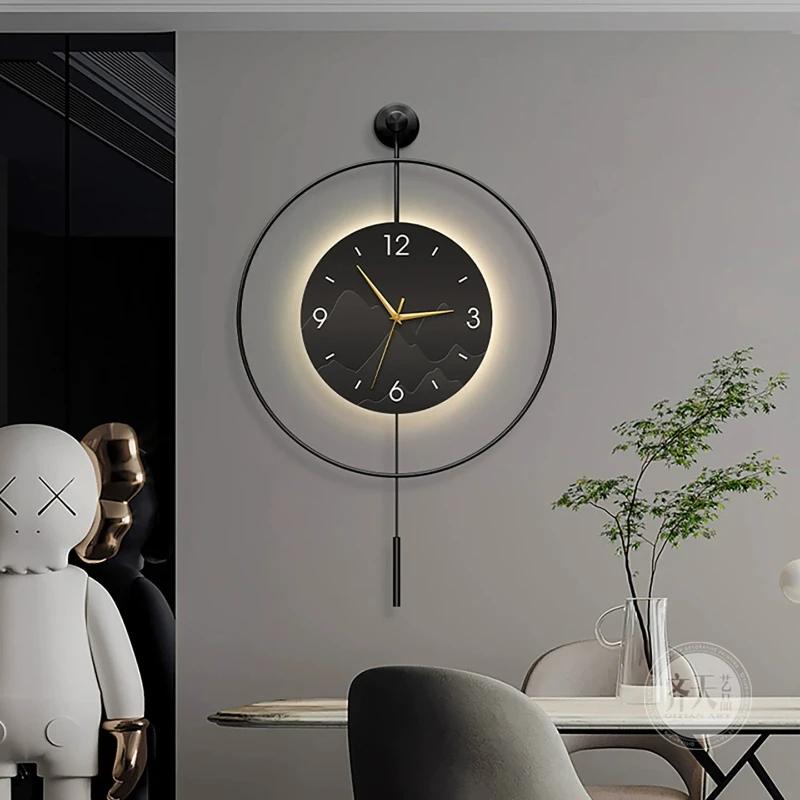 Black White Clocks Wall Minimalist American Metal Modern Clocks Wall Luxury Designer Reloj De Pared Para Sala Room Decor