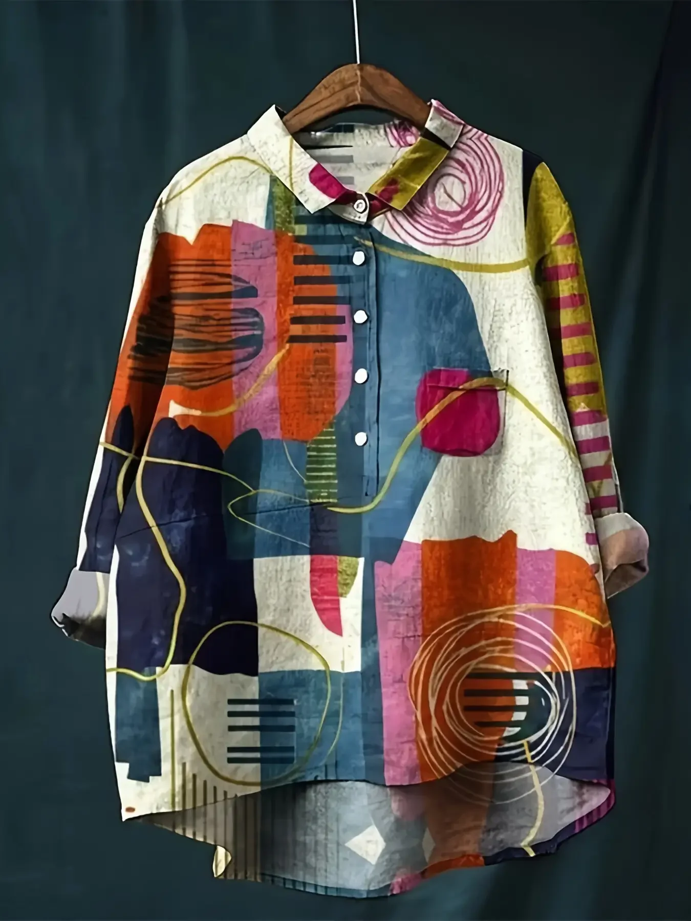 قميص نسائي كاجوال فضفاض موديل 2026 مطبوع عليه زهور بأزرار - قميص علوي بنمط عروة النحل الذهبي، قمصان formales #2