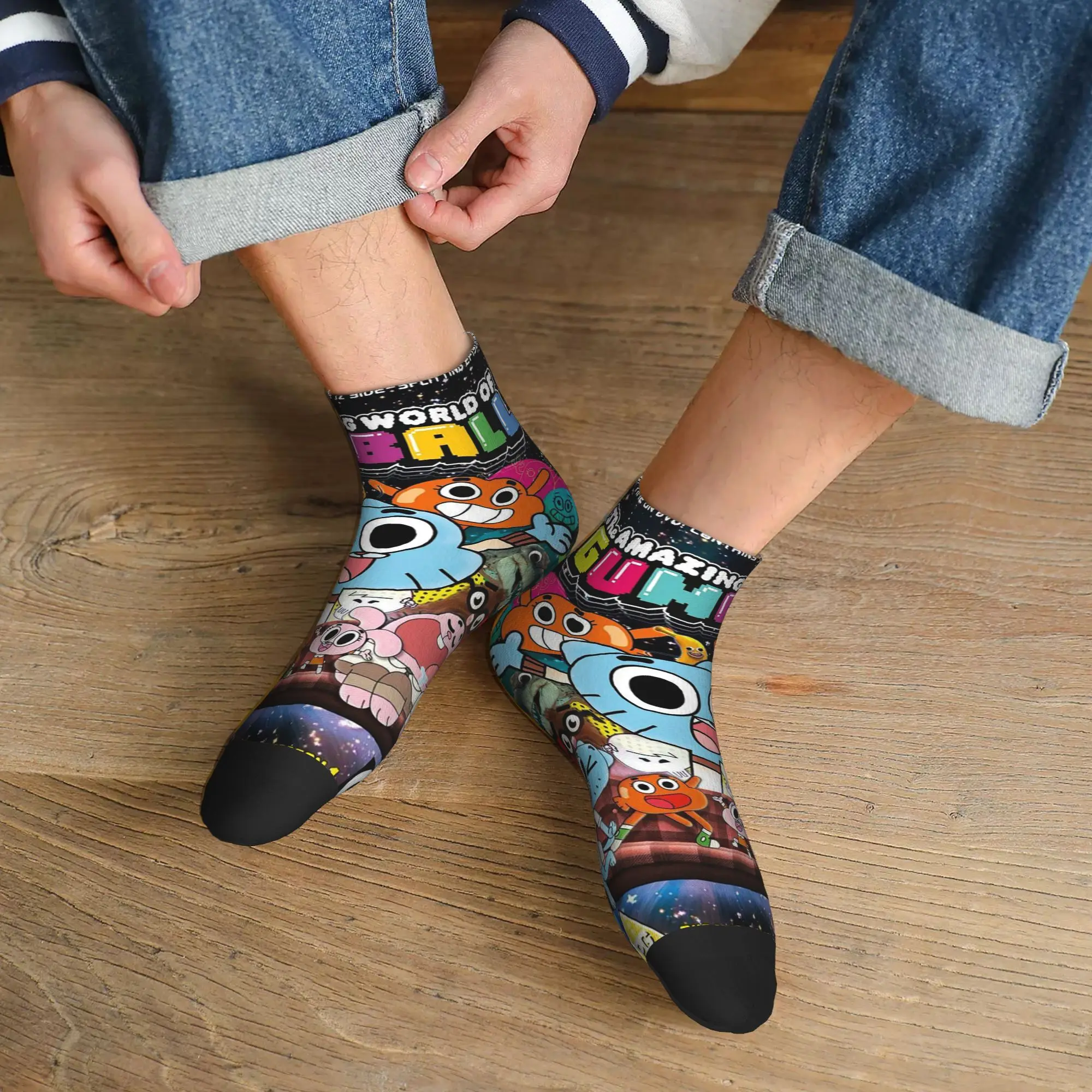 

All Seasons The Amazing World of Gumball Cartoon Socks Harajuku Sport Middle Tube Socks Soft Fashion Stockings for Men Women