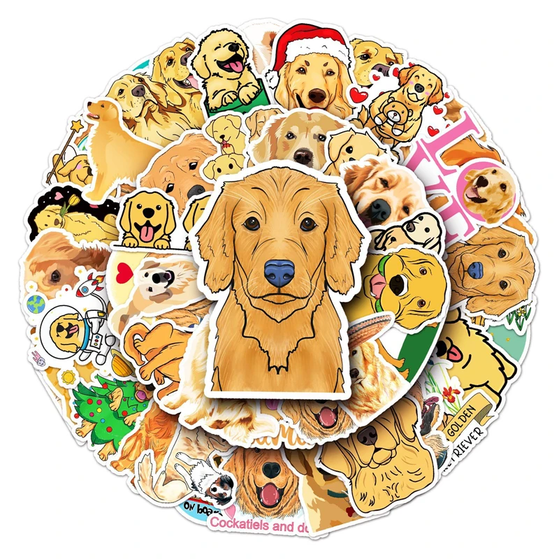 50pcs Golden Retriever Stickers decal scrapbooking diy home decoration phone laptop waterproof cartoon accessories