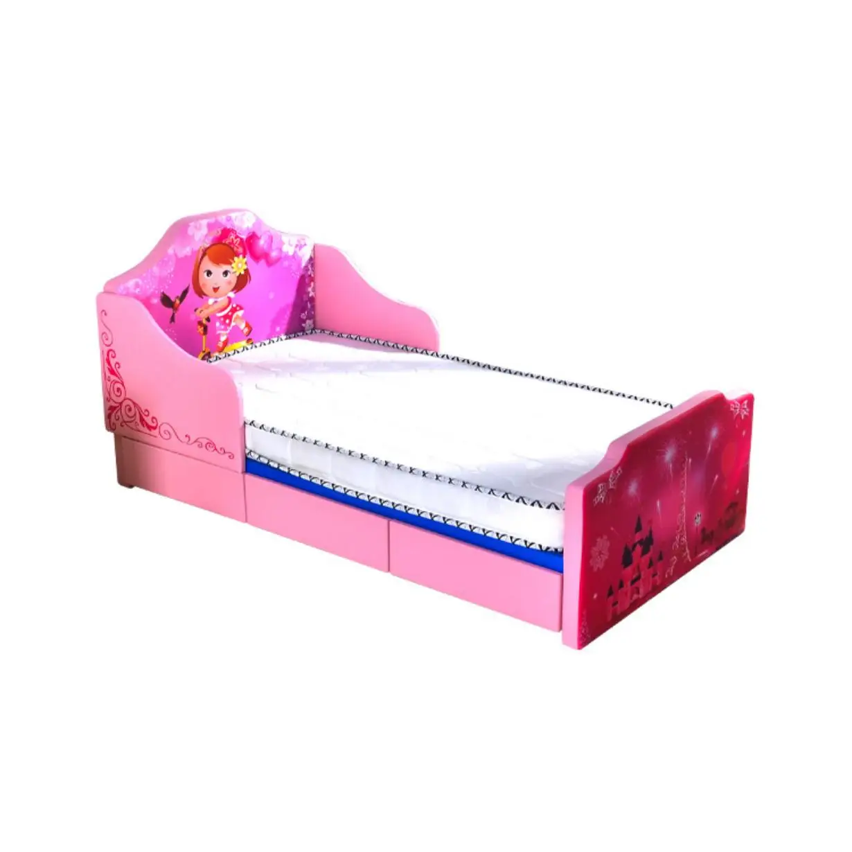 Children's furniture bed cartoon baby with storage function bed girl princess 80cm cot simple mini soft bed