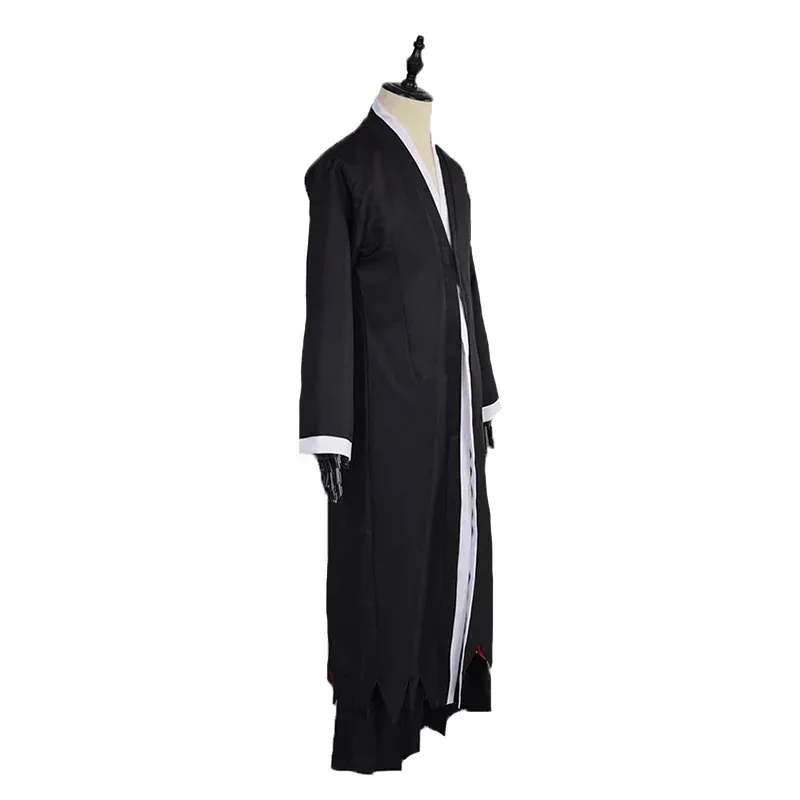 

CyAnime Bleach Cosplay Kurosaki Ichigo Costume Black Cape Pants Japanese Kimono Uniform Set Carnival Halloween Party Suit With W