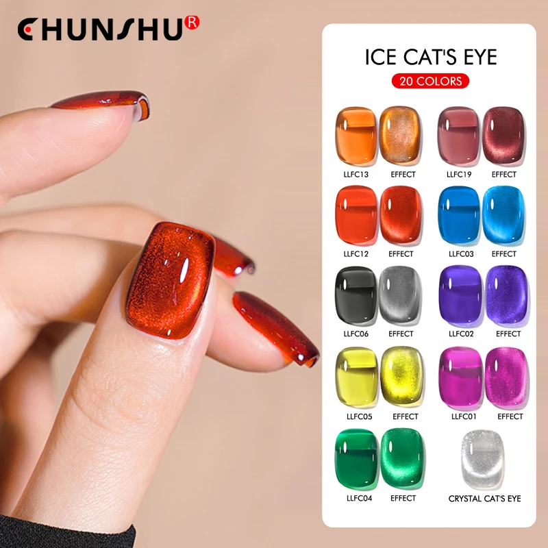 Chunshu Crystal Cat Eye Magnetische Gel Nagellak Met Losweken Glas Top Coat Uv Gel Voor Nail Art Manicure transparant 20 Kleuren