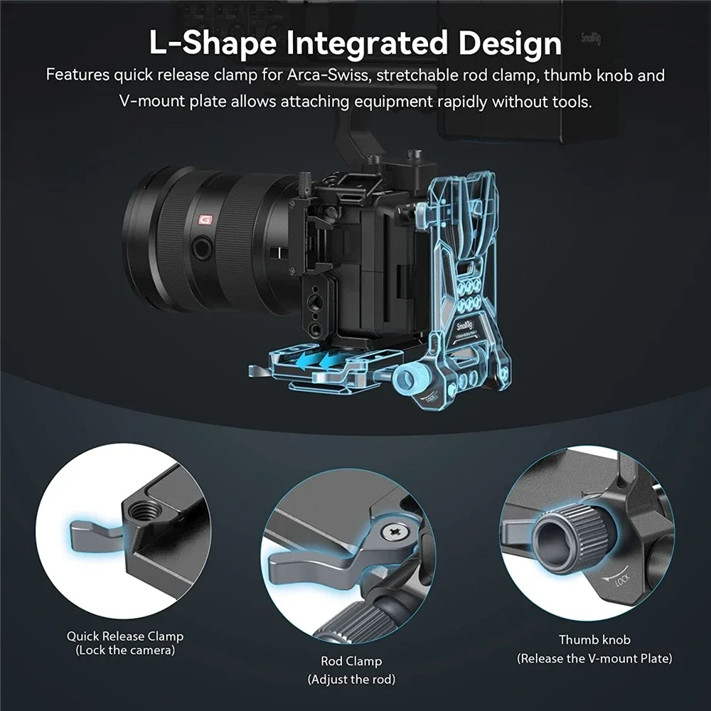 NEW SmallRig V-Mount Battery Plate, V Lock Battery Mounting Plate with Quick Release Plate for Arca-Swiss - 4064