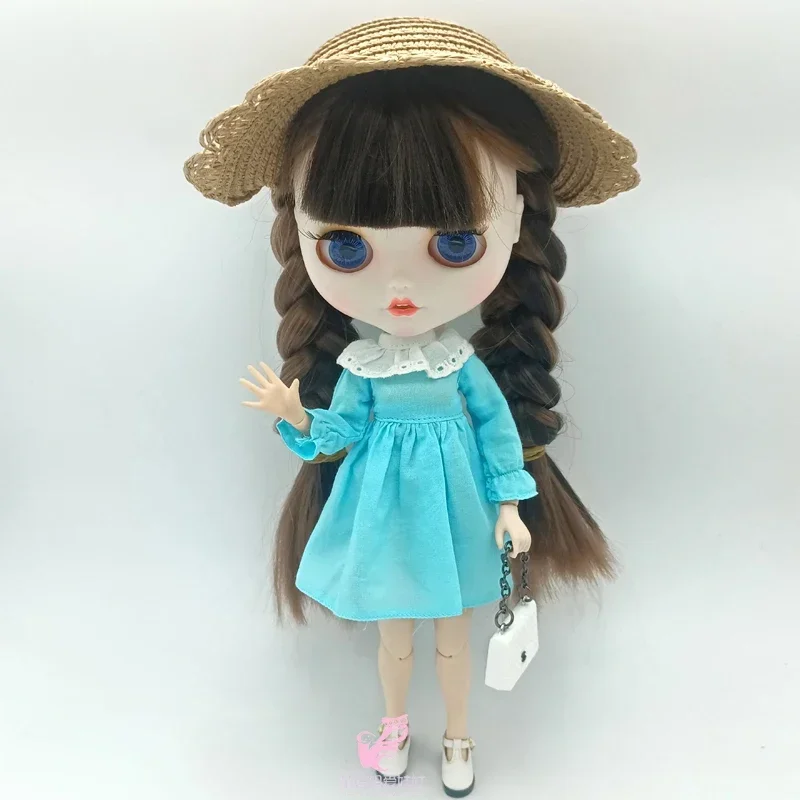 Blythe-Chapeau de paille au beurre, robes d'été pour bottes Blyth Azone, vêtements au beurre, chemise, chapeau de soleil, OB22, OB24