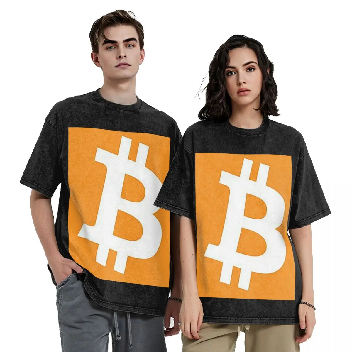 Bitcoin CPU Miner BTC Blockchain Cryptocurrency Washed T Shirts Short Sleeve Hip Hop T-Shirt Streetwear Tops Tees for Men Women
