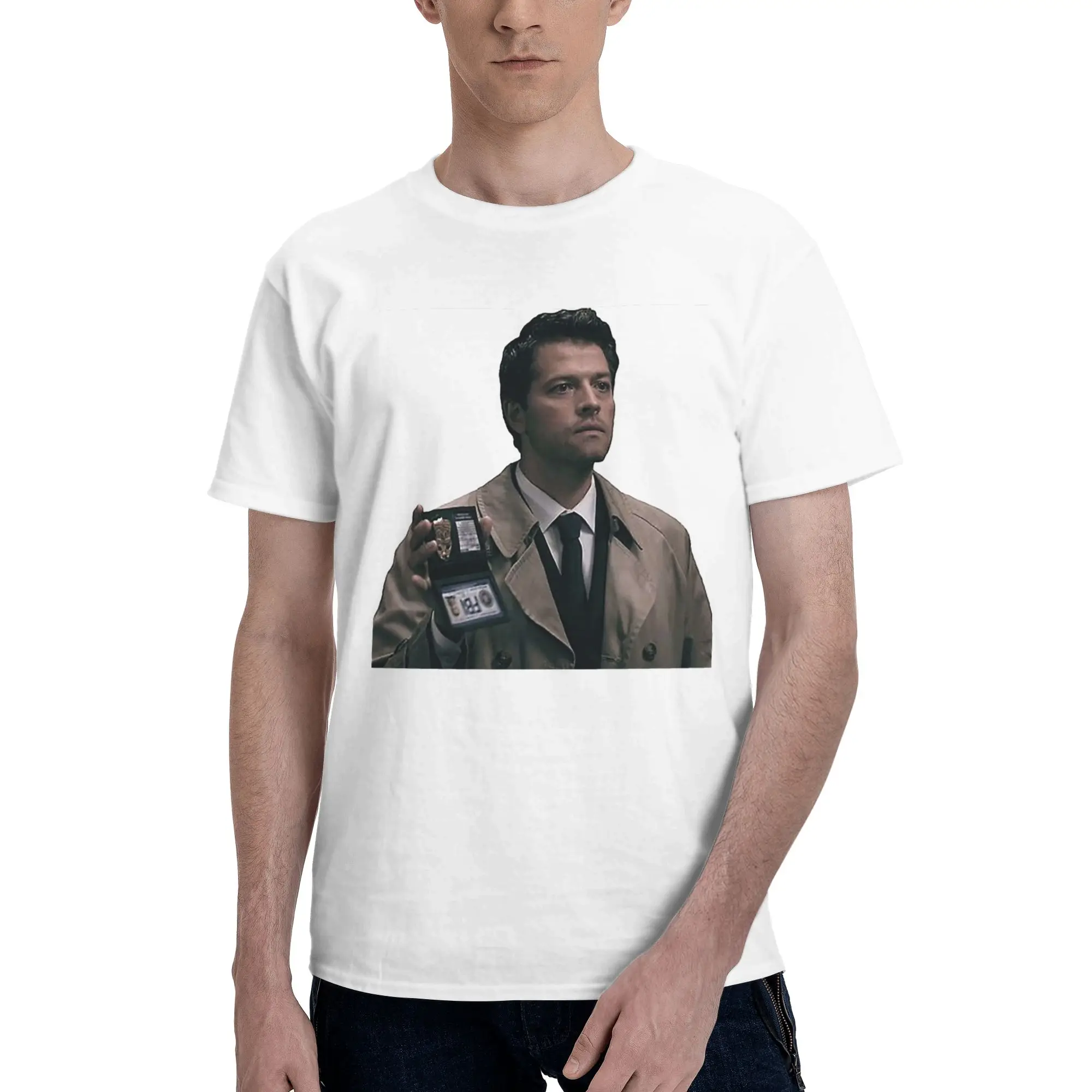 

Castiel FBI Badge 100% Cotton T-Shirt Men'sFashion T Shirts Men O-Neck Short Sleeve S-6XL