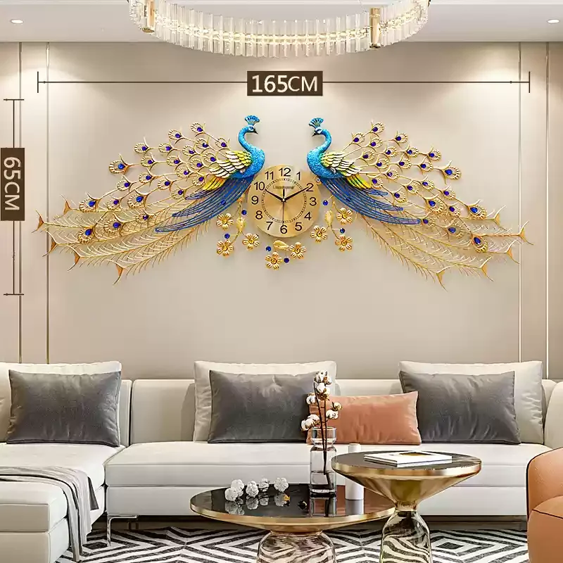 ​Peacock Design Wall Clock Silent Non-Ticking Modern Living Room Bedroom Decor Luxury Wall Mounted Quartz Home Clock