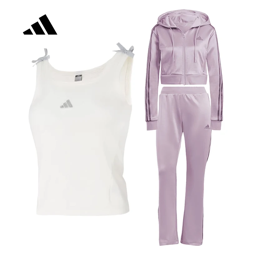 

Adidas GLAM TRACK SUIT Women's Slim Fit Tracksuit + Slim Fit Sleeveless Sports Vest IS0914 KS0043