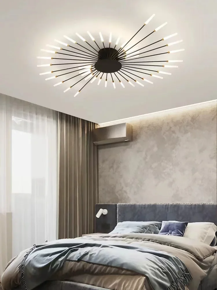 Modern Living Room LED Ceiling Lamps Nordic Bedroom Led Ceiling Lights Minimalism Gold Black Fireworks Chandelier Light Fixtures