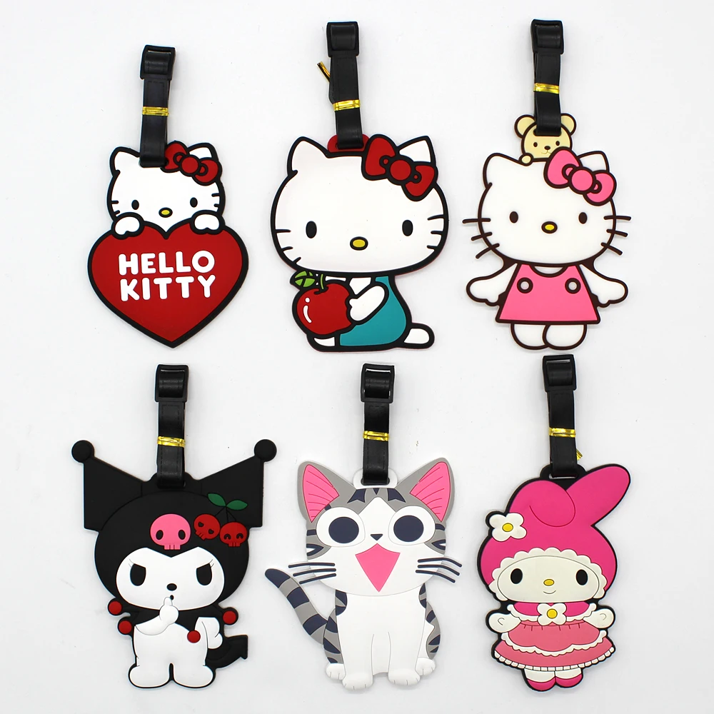 Animacja Hello Kitty przywieszka do bagażu akcesoria podróżne walizka adres identyfikacyjny uchwyt przenośna kreskówka moja melodia Kuromi etykieta bagażowa