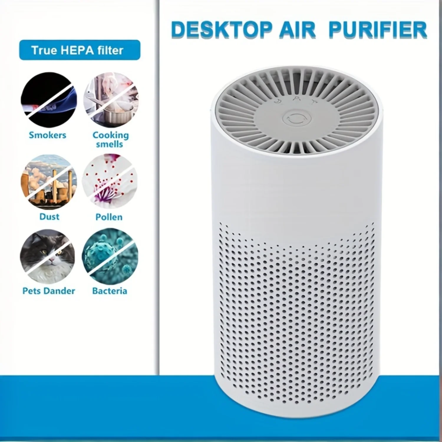 

Silent Portable True HEPA Air Purifier for Office, Car, and Home - Effective and Quiet Pet Room, Desktop, and Small Space Air Cl