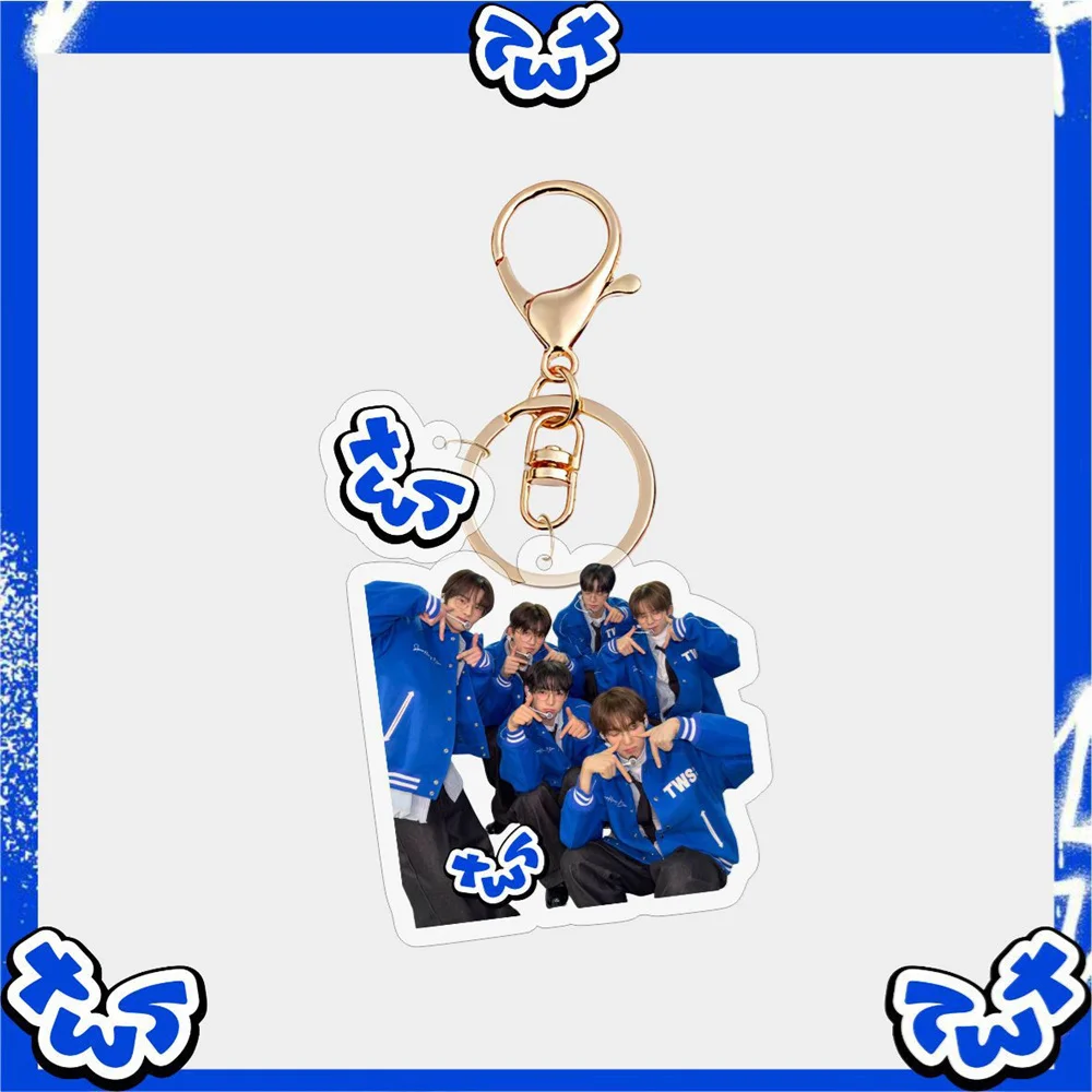 Kpop TWS Keychain Albums Sparkling Blue Photo Figure Keyring SHINYU DOHOON YOUNGJAE HANJIN JIHOON KYUNGMIN Pendent Fans Gift