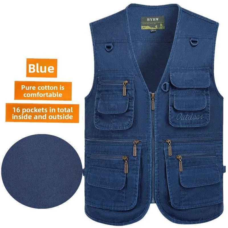 L-8XL Outdoor-Weste mit mehreren Taschen, Klettern, Wandern, Camping, Angeln, Bergsteigen, Reisen, Radfahren, Freizeit, Weste – Detail 7