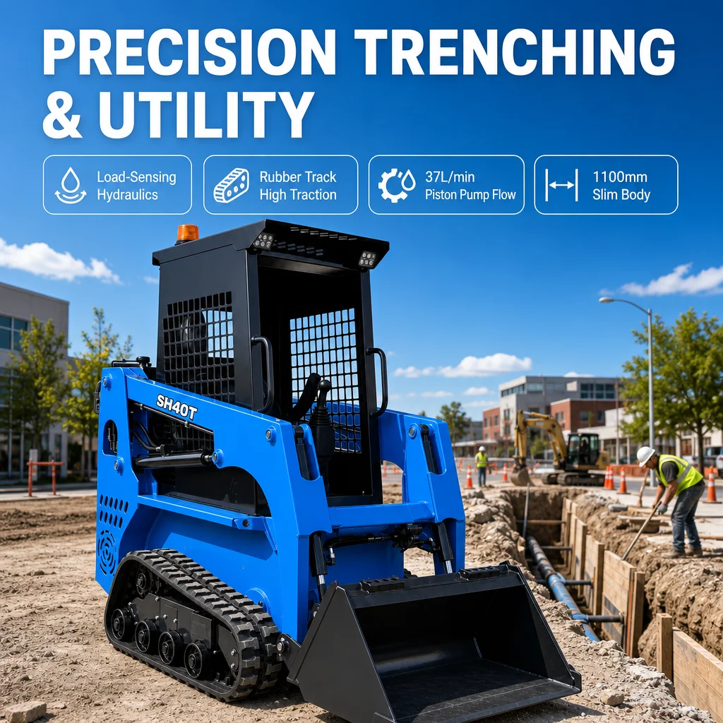 SAAO Professional Ride-on Skid Steer Loader Hydraulic Loader with Air Conditioned Cab for Construction Projects