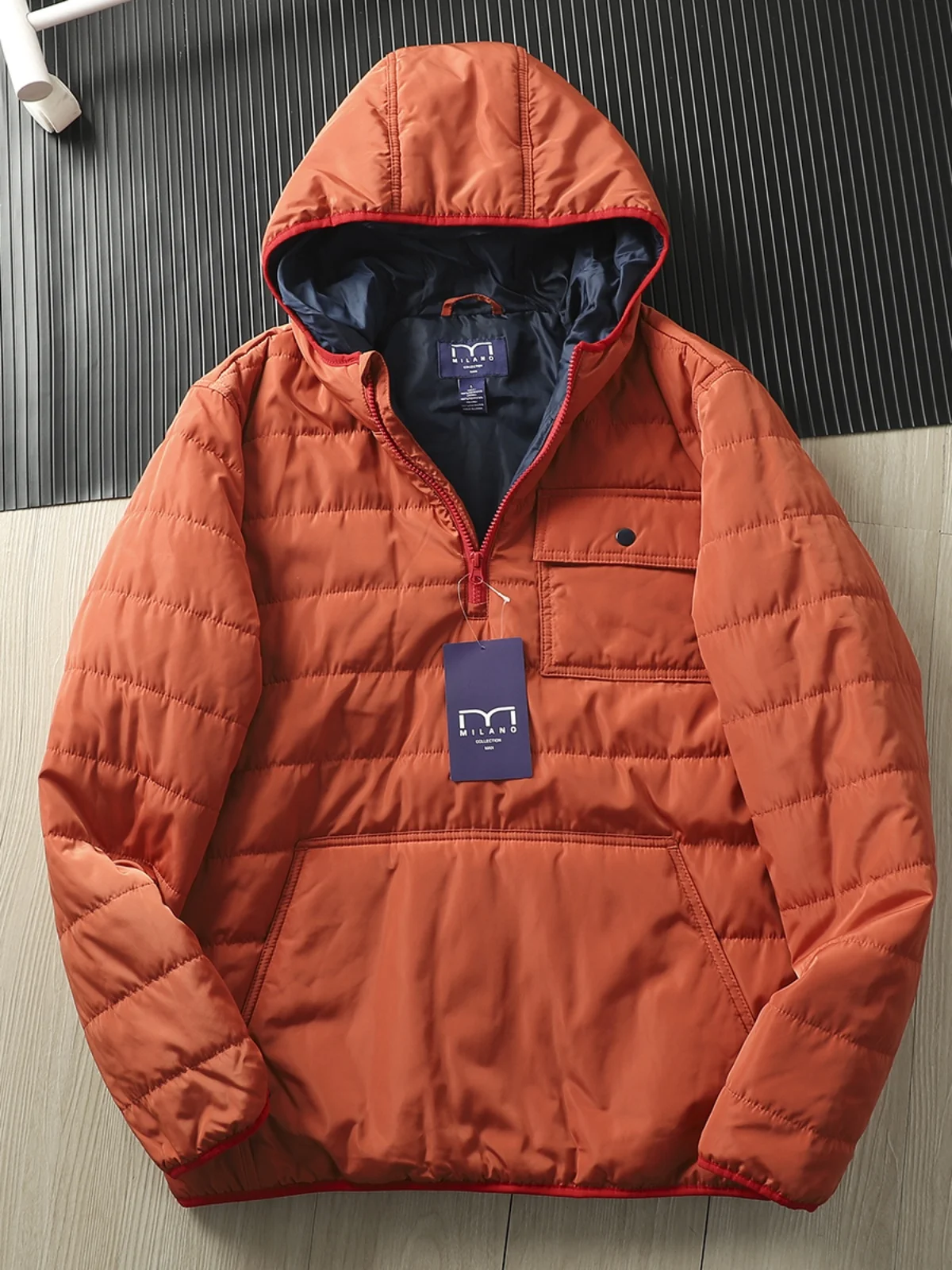 Cappotto in cotone di lunghezza regolare con cappuccio da uomo di lusso Milano Jaet da sci all'aperto Calore Tendenza giovanile Stand Fit